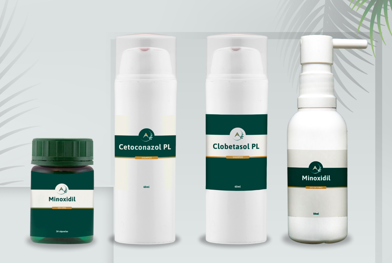 Minoxidil (Oral + T�pico) + Cetoconazol PL + Clobetasol PL